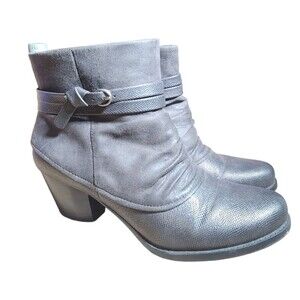 Baretraps Rambler Dark Gray Faux Leather‎ Block Heel Booties Size 8